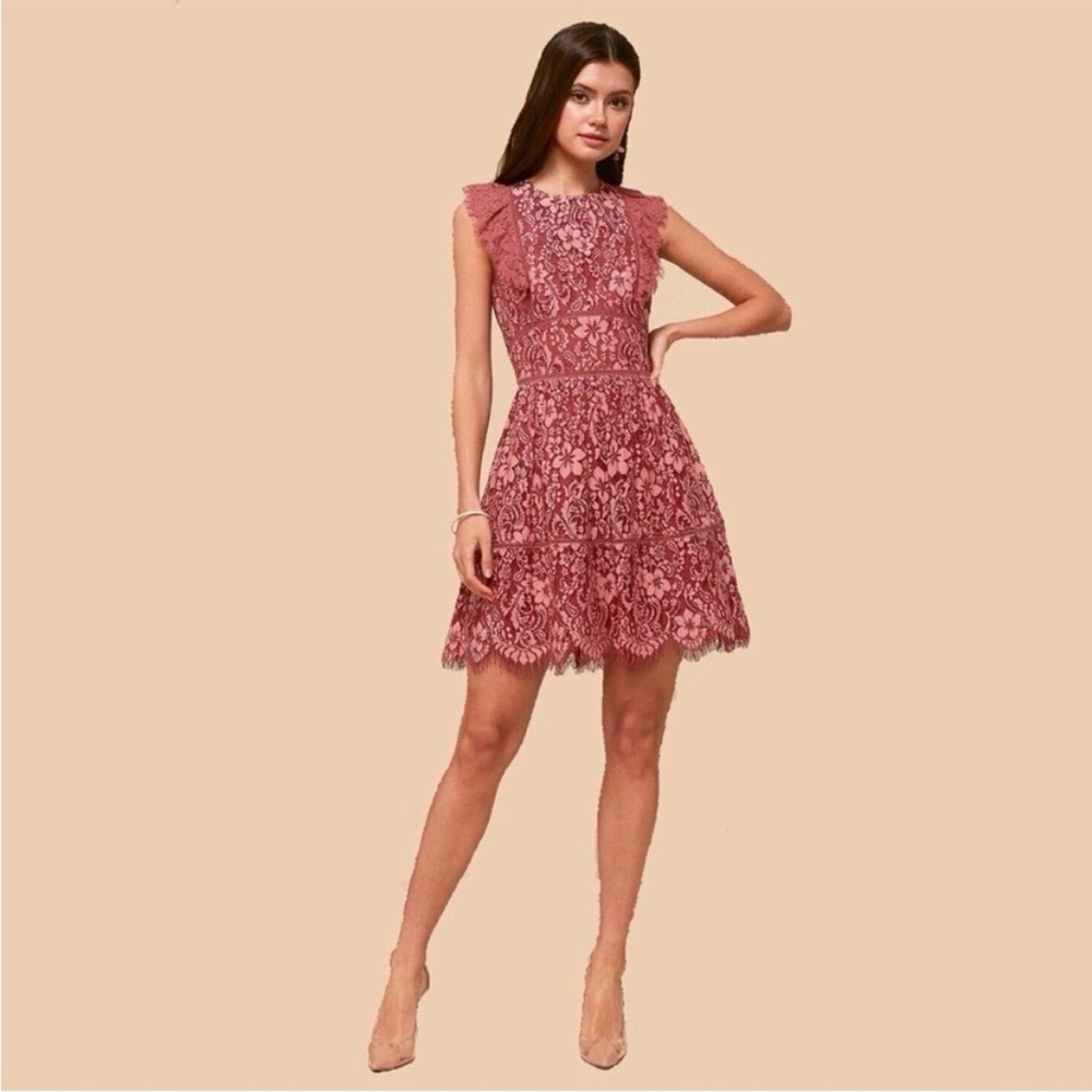 NWT Adelyn Rae Lace Cocktail Minidress in Pink Rose size X-Large Cap Sleeve